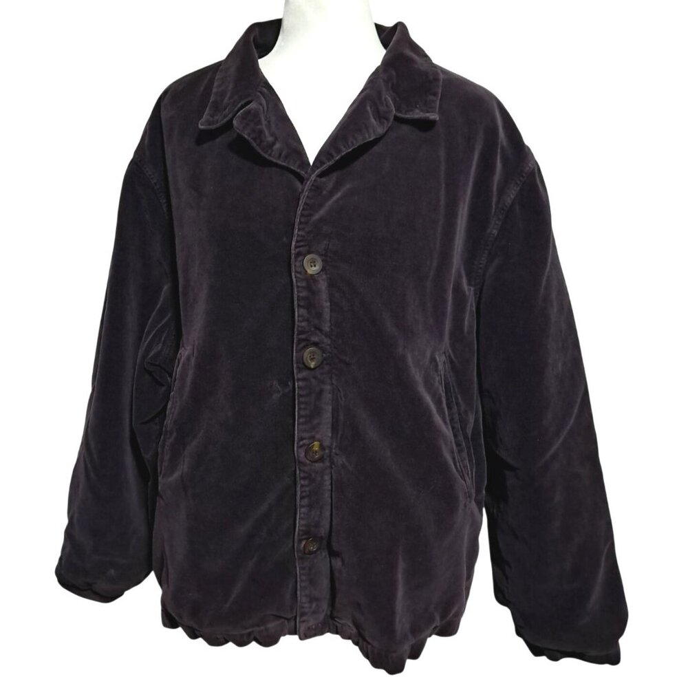 Vtg The Country Fair Jacket Womens M 90s Purple Fine Wale Corduroy Hidden Zipper